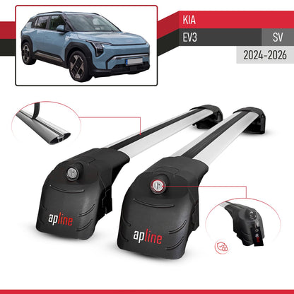 ACE-2 Dakdrager bagagedrager compatibel met Kia EV3 2024-2025 Spoorstaven Grijs Aluminium 2 Staven