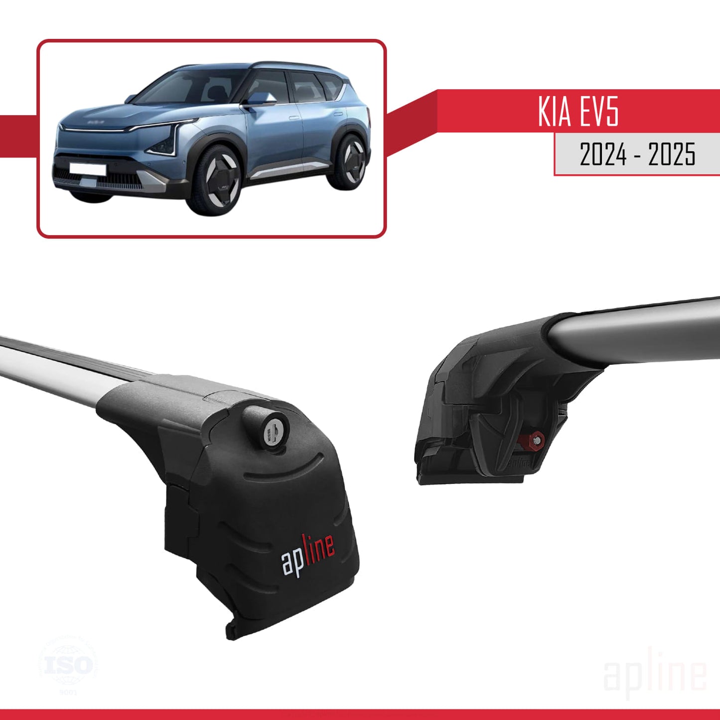 Compatible con Kia EV5 2024-2025 ACE-2 Barras de Techo Auto Portaequipajes Barras Transversales Gris Aluminio 2 Barras