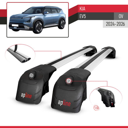 ACE-2 Dakdrager bagagedrager compatibel met Kia EV5 2024-2025 Spoorstaven Grijs Aluminium 2 Staven