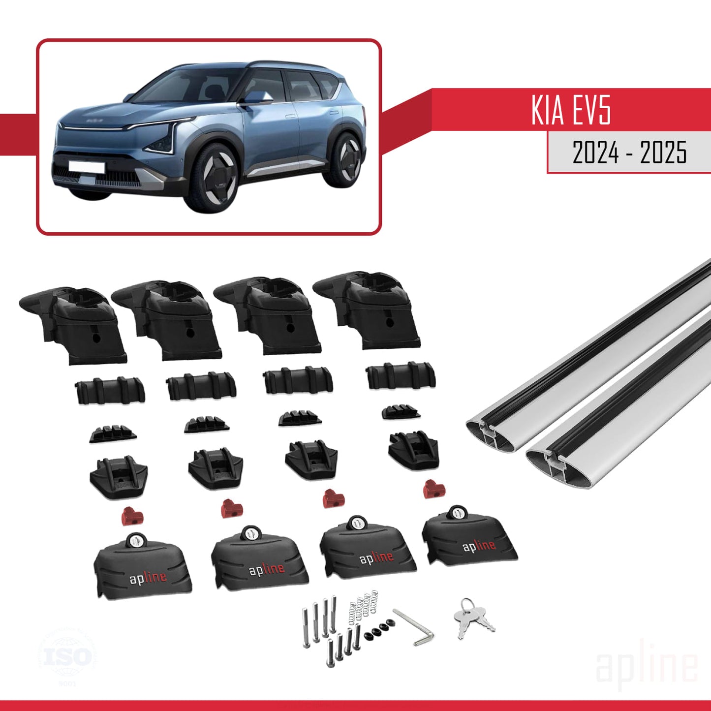 Compatible con Kia EV5 2024-2025 ACE-2 Barras de Techo Auto Portaequipajes Barras Transversales Gris Aluminio 2 Barras
