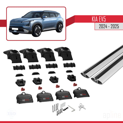 Compatible con Kia EV5 2024-2025 ACE-2 Barras de Techo Auto Portaequipajes Barras Transversales Gris Aluminio 2 Barras