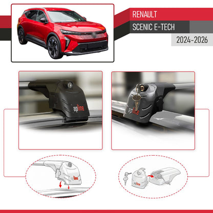 Compatibile con Renault Scenic E-Tech 2024-2025 ACE-2 Barre Tetto Portapacchi Auto Barre Portatutto Grigo Alluminio 2 Barre