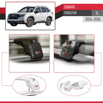 Kompatibel mit Subaru Forester 2024-2025 ACE-2 Relingträger Dachträger Auto Gepäckträger Grau Aluminium 2 Stangen
