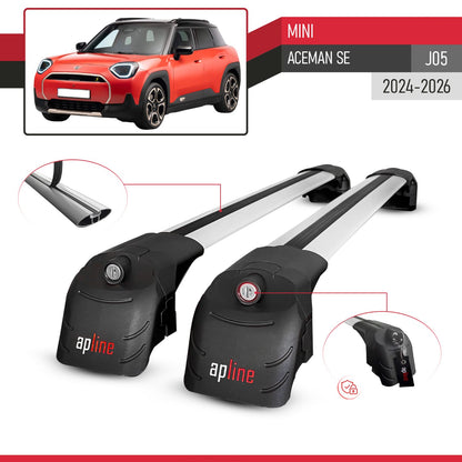 Kompatibel mit Mini Aceman SE 2024-2025 ACE-2 Relingträger Dachträger Auto Gepäckträger Grau Aluminium 2 Stangen