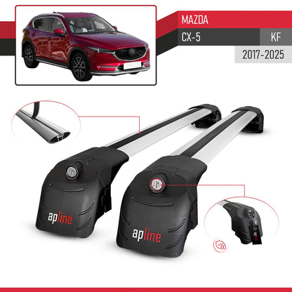 Compatible avec Mazda CX-5 (KF) 2017-2025 ACE-2 modèle Barres de Toit Railing Porte-Bagages de Voiture Gris Aluminium Barres