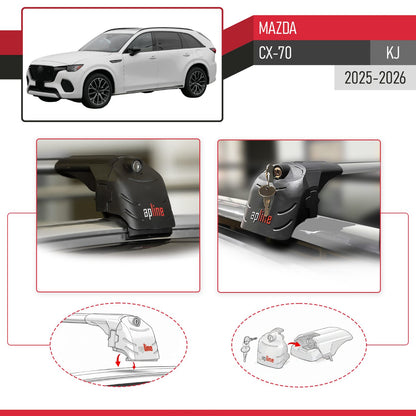 Compatibile con Mazda CX-70 2025 ACE-2 Barre Tetto Portapacchi Auto Barre Portatutto Grigo Alluminio 2 Barre
