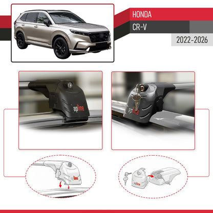 Compatible avec Honda CR-V 2022-2026 ACE-2 modèle Barres de Toit Railing Porte-Bagages de Voiture Gris Aluminium Barres