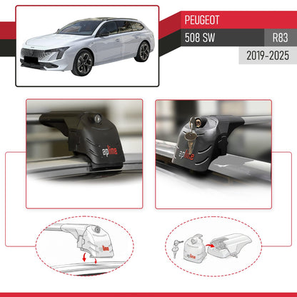 Compatibile con Peugeot 508 SW 2019-2025 ACE-2 Barre Tetto Portapacchi Auto Barre Portatutto Grigo Alluminio 2 Barre