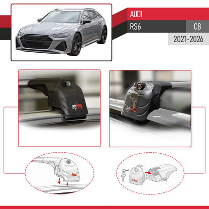 ACE-2 Dakdrager bagagedrager compatibel met Audi RS6 2025 Spoorstaven Grijs Aluminium 2 Staven