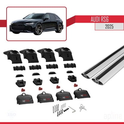 Compatible avec Audi RS6 2025 ACE-2 Barres de Toit Railing Porte-Bagages de Voiture Gris Aluminium 2 Barres