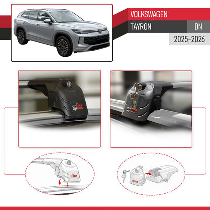 Kompatibel mit Volkswagen Tayron 2025 ACE-2 Relingträger Dachträger Auto Gepäckträger Grau Aluminium 2 Stangen