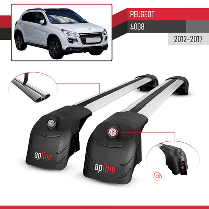Kompatibel mit Peugeot 4008 2012-2017 ACE-2 Relingträger Dachträger Auto Gepäckträger Grau Aluminium 2 Stangen