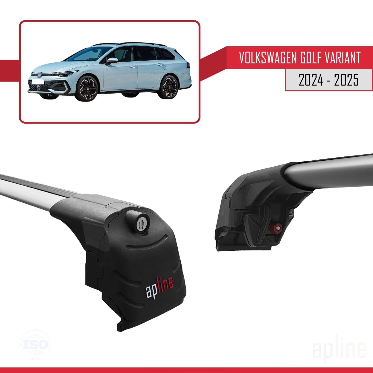 Compatible avec Volkswagen Golf Variant 2024-2025 ACE-2 Barres de Toit Railing Porte-Bagages de Voiture Gris Aluminium 2 Barres