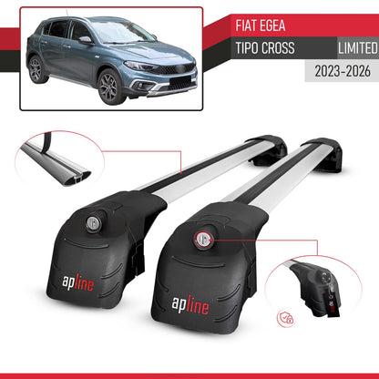 Kompatibel mit Fiat Egea / Tipo Cross (LIMITED) 2023-2025 ACE-2 Relingträger Dachträger Auto Gepäckträger Grau Aluminium 2 Stangen