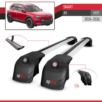 Kompatibel mit SMART #5 2024-2026 ACE-2 Relingträger Dachträger Auto Gepäckträger Grau Aluminium 2 Stangen
