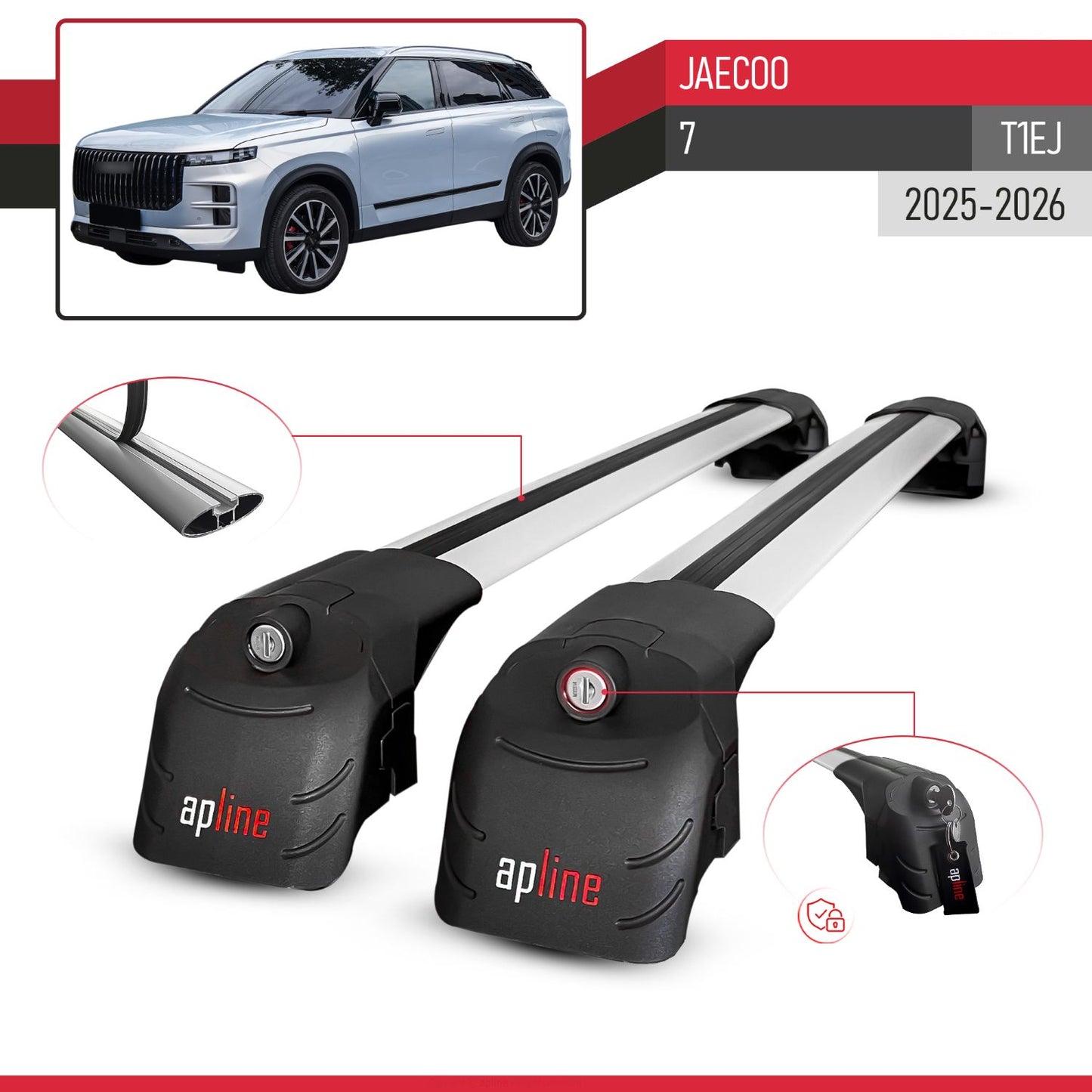 Compatible avec JAECOO 7 (T1EJ) 2025-2026 ACE-2 modèle Barres de Toit Railing Porte-Bagages de Voiture Gris Aluminium Barres
