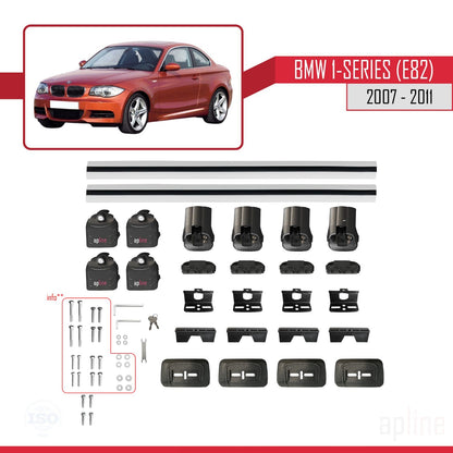 ACE-3 Dakdrager bagagedrager compatibel met BMW Serie 1 (E82) 2007-2013 Spoorstaven Grijs Aluminium 2 Staven
