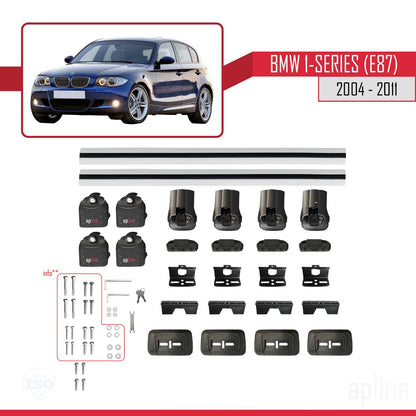 Compatible avec BMW Série 1 (E87) 2004-2011 ACE-3 Barres de Toit Railing Porte-Bagages de Voiture Gris Aluminium 2 Barres