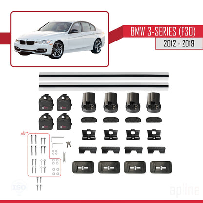 Kompatibel mit BMW 3er Serie (F30) 2012-2019 ACE-3 Relingträger Dachträger Auto Gepäckträger Grau Aluminium 2 Stangen