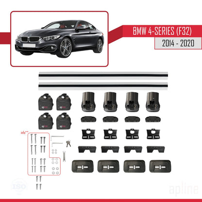 Compatibile con BMW Serie 4 (F32) 2014-2020 ACE-3 Barre Tetto Portapacchi Auto Barre Portatutto Grigo Alluminio 2 Barre