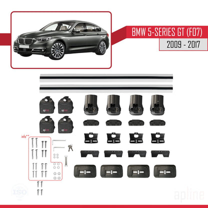 Compatible avec BMW Série 5 Gran Turismo (F07) 2009-2017 ACE-3 Barres de Toit Railing Porte-Bagages de Voiture Gris Aluminium 2 Barres