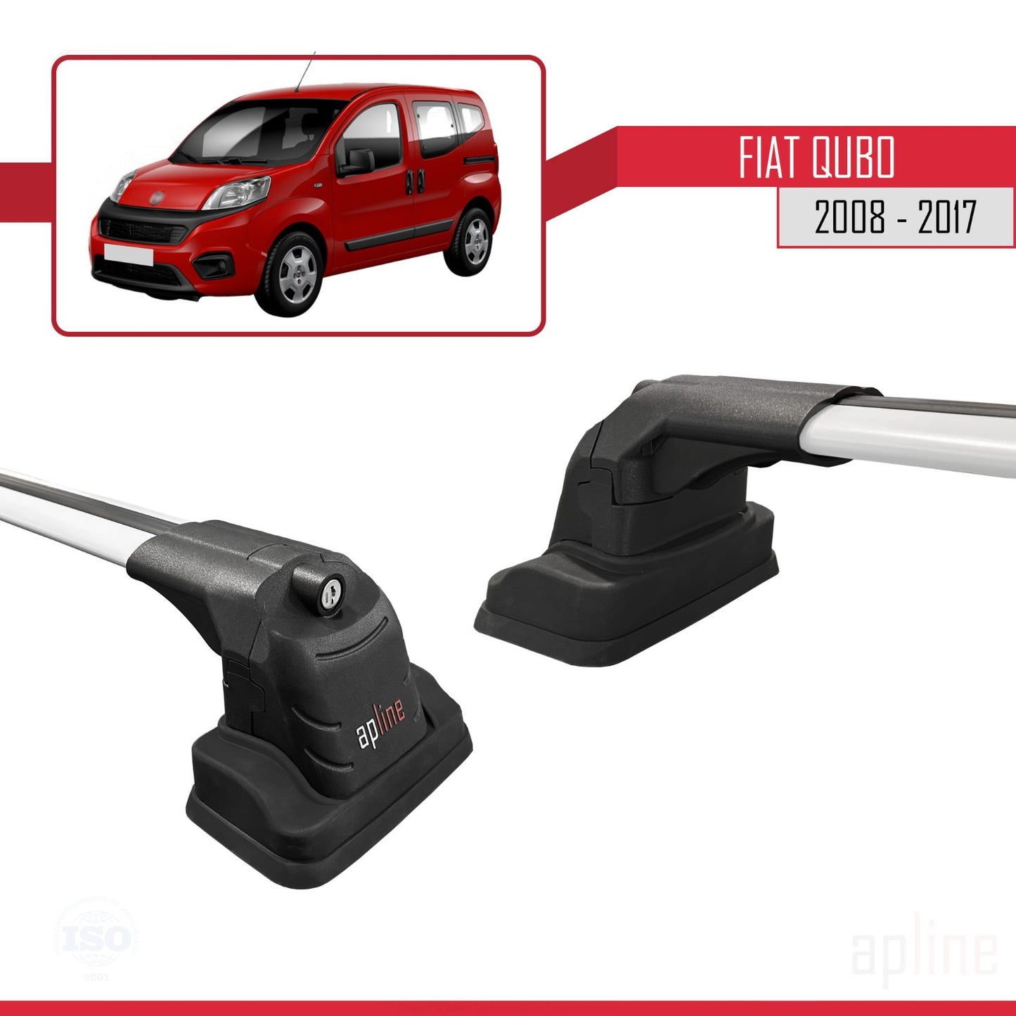 Compatible avec Fiat Qubo 2008-2017 ACE-3 Barres de Toit Railing Porte-Bagages de Voiture Gris Aluminium 2 Barres