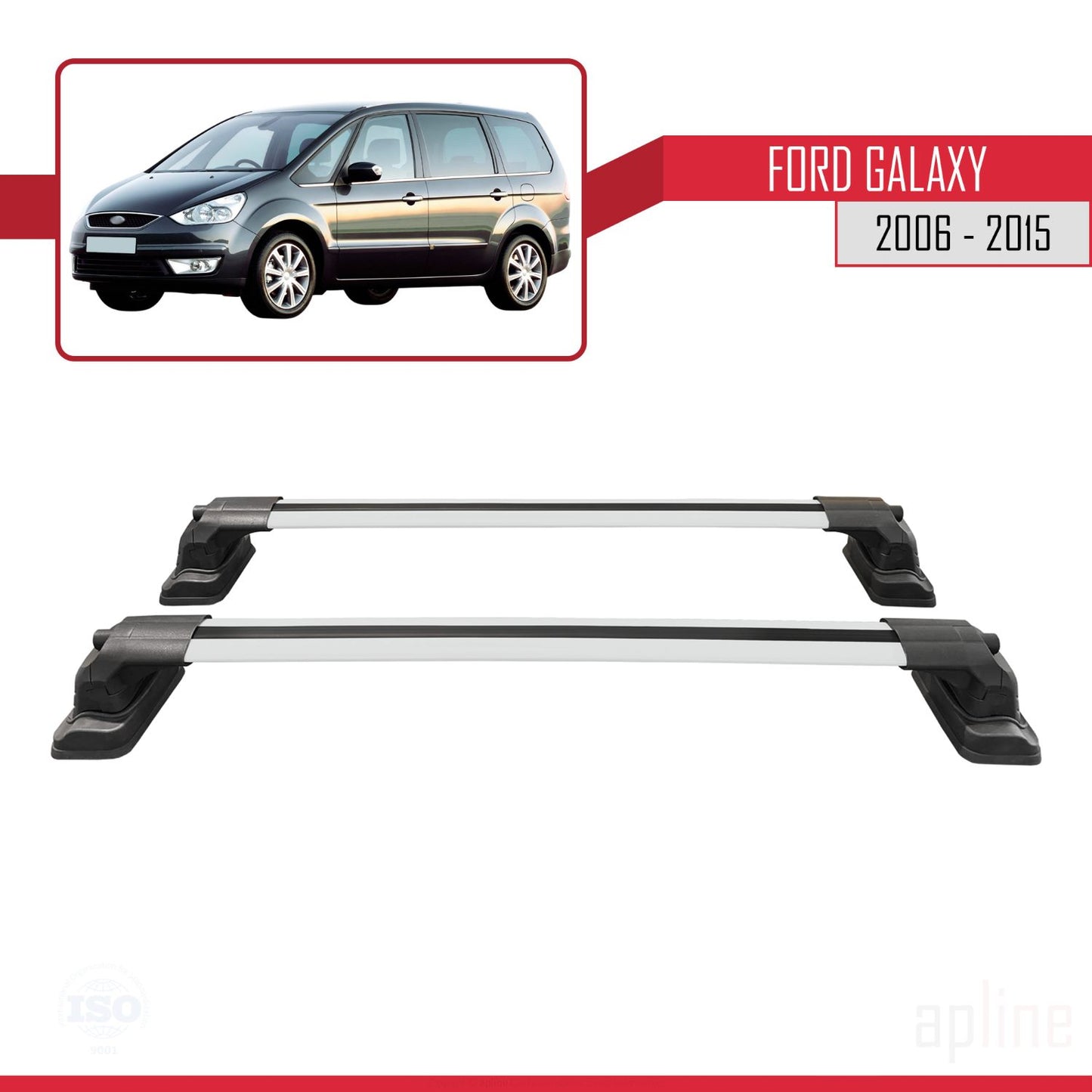 ACE-3 Dakdrager bagagedrager compatibel met Ford Galaxy (MK3) 2006-2015 Spoorstaven Grijs Aluminium 2 Staven