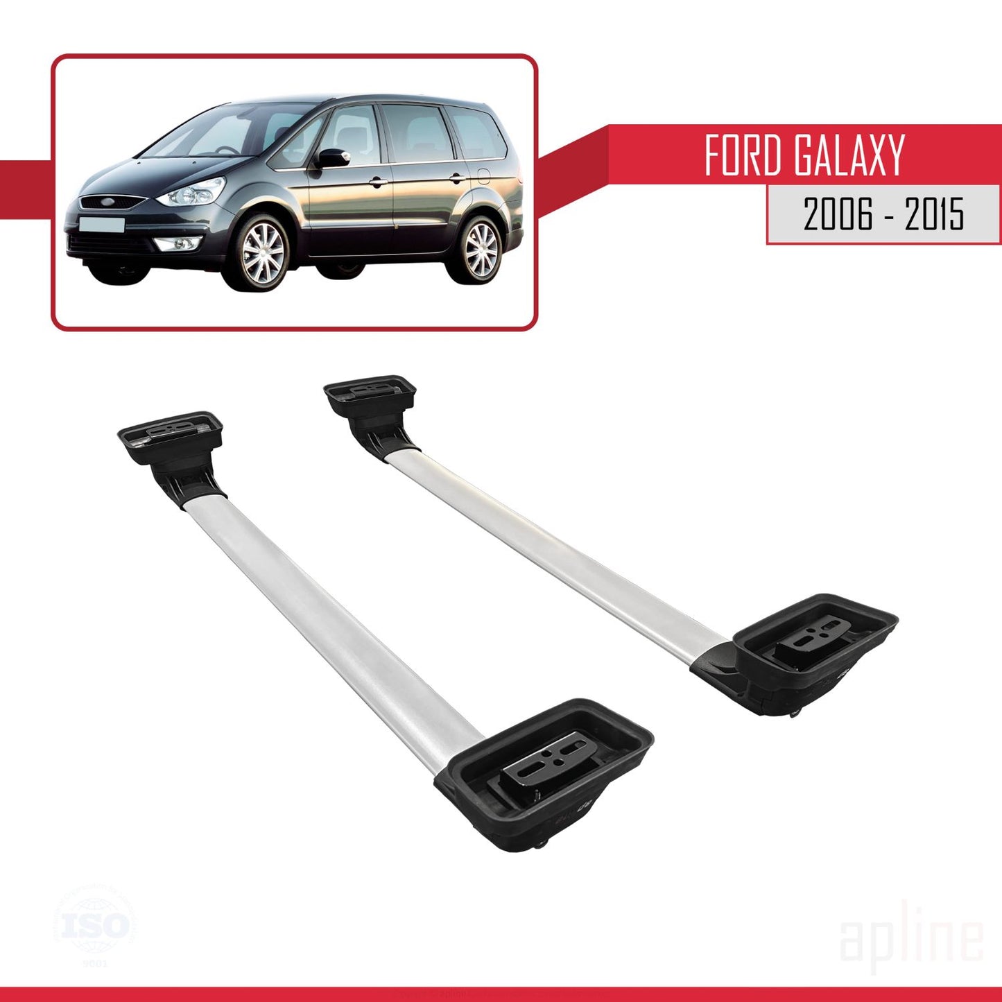 ACE-3 Dakdrager bagagedrager compatibel met Ford Galaxy (MK3) 2006-2015 Spoorstaven Grijs Aluminium 2 Staven