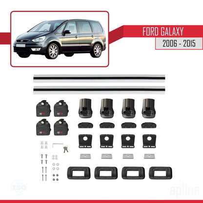 ACE-3 Dakdrager bagagedrager compatibel met Ford Galaxy (MK3) 2006-2015 Spoorstaven Grijs Aluminium 2 Staven