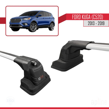 ACE-3 Dakdrager bagagedrager compatibel met Ford Kuga (C520) 2013-2019 Spoorstaven Grijs Aluminium 2 Staven