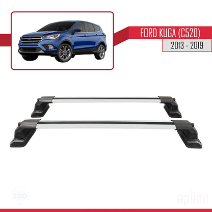 ACE-3 Dakdrager bagagedrager compatibel met Ford Kuga (C520) 2013-2019 Spoorstaven Grijs Aluminium 2 Staven