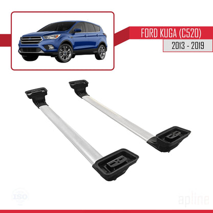 ACE-3 Dakdrager bagagedrager compatibel met Ford Kuga (C520) 2013-2019 Spoorstaven Grijs Aluminium 2 Staven