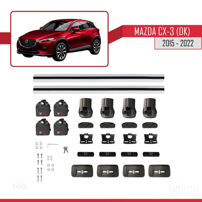 Compatible avec Mazda CX-3 (DK) 2015-2022 ACE-3 Barres de Toit Railing Porte-Bagages de Voiture Gris Aluminium 2 Barres