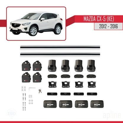 Compatible avec Mazda CX-5 (KE) 2012-2016 ACE-3 Barres de Toit Railing Porte-Bagages de Voiture Gris Aluminium 2 Barres
