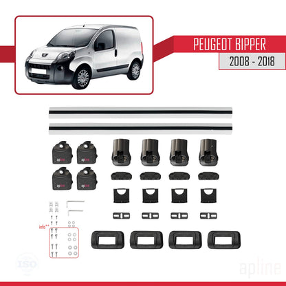 Kompatibel mit Peugeot Bipper 2008-2018 ACE-3 Relingträger Dachträger Auto Gepäckträger Grau Aluminium 2 Stangen