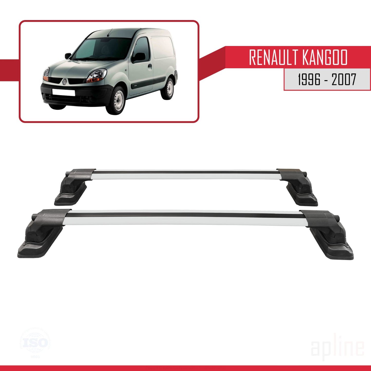 Compatible avec Renault Kangoo 1996-2007 ACE-3 Barres de Toit Railing Porte-Bagages de Voiture Gris Aluminium 2 Barres