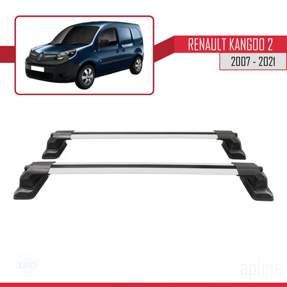 ACE-3 Dakdrager bagagedrager compatibel met Renault Kangoo 2 2007-2021 Spoorstaven Grijs Aluminium 2 Staven