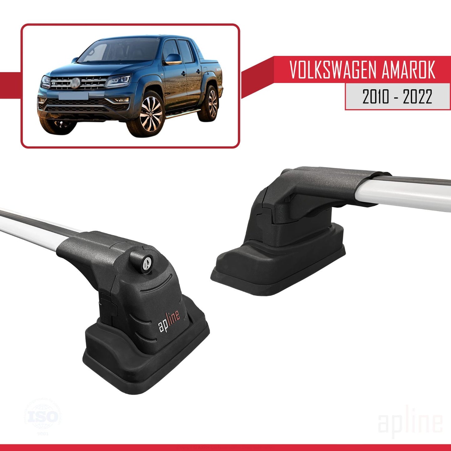 Kompatibel mit Volkswagen Amarok 2010-2022 ACE-3 Relingträger Dachträger Auto Gepäckträger Grau Aluminium 2 Stangen