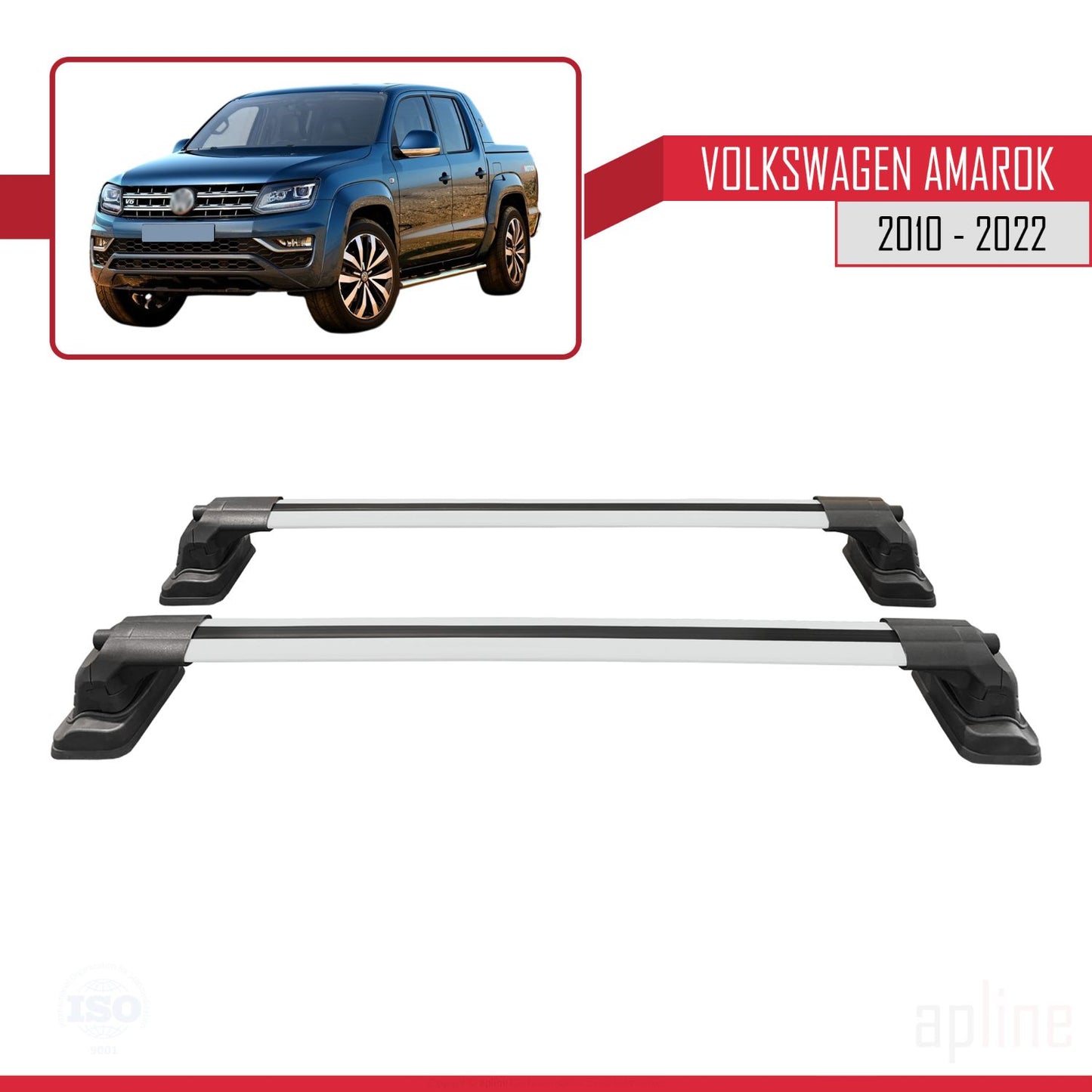 Kompatibel mit Volkswagen Amarok 2010-2022 ACE-3 Relingträger Dachträger Auto Gepäckträger Grau Aluminium 2 Stangen