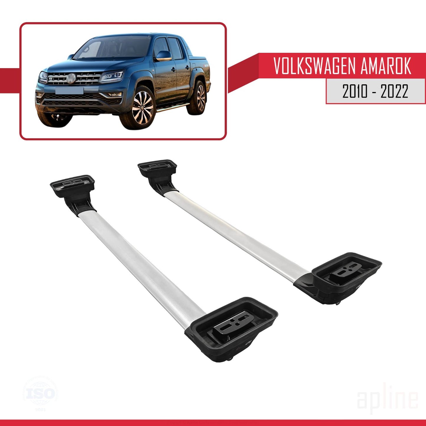 Kompatibel mit Volkswagen Amarok 2010-2022 ACE-3 Relingträger Dachträger Auto Gepäckträger Grau Aluminium 2 Stangen