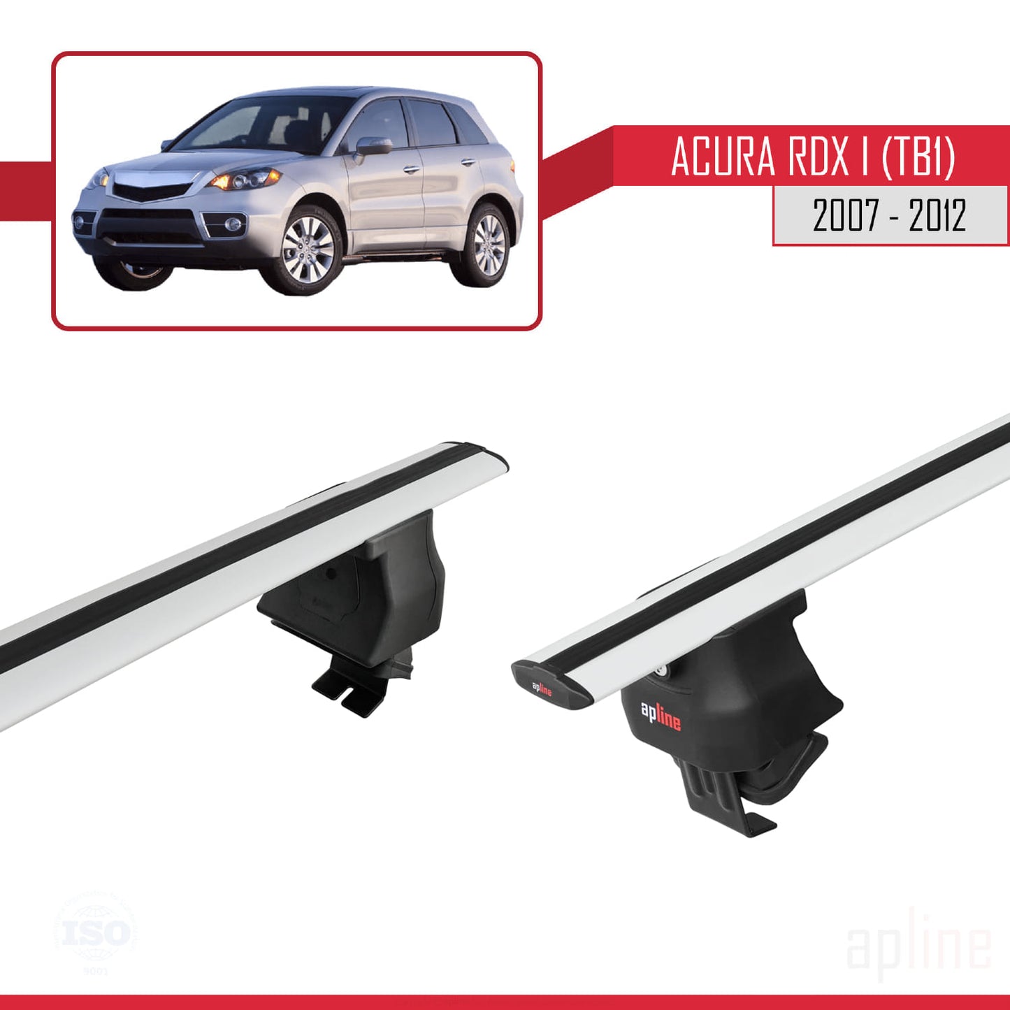 Compatible avec Acura RDX (TB1/2) 2007-2012 ACE-4 Barres de Toit Railing Porte-Bagages de Voiture Gris Aluminium 2 Barres