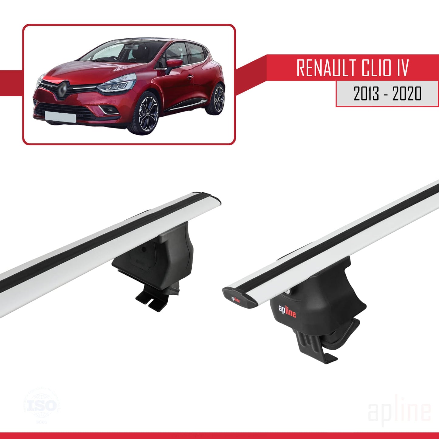 Compatible avec Renault Clio 4 2013-2020 ACE-4 Barres de Toit Railing Porte-Bagages de Voiture Gris Aluminium 2 Barres