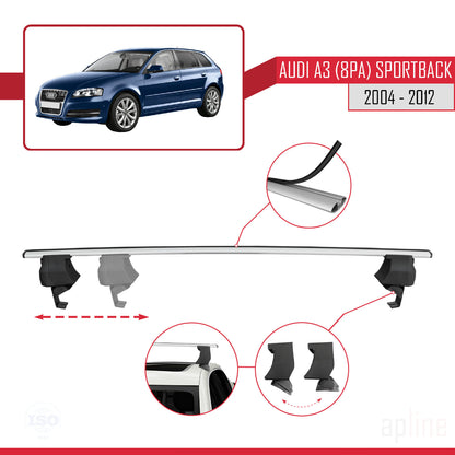 Compatibile con A3 (8PA) Sportback 2004-2012 ACE-4 Barre portatutto per auto Portapacchi Alluminio grigio 2 barre