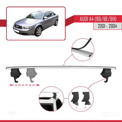 Compatible avec A4 (B6) 2001-2004 ACE-4 Barres de Toit Railing Porte-Bagages de Voiture Gris Aluminium 2 Barres