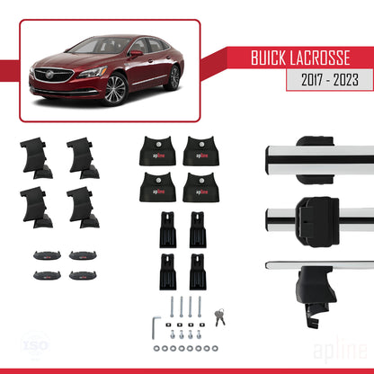 Compatible avec Buick LaCrosse 2017-2023 ACE-4 Barres de Toit Railing Porte-Bagages de Voiture Gris Aluminium 2 Barres