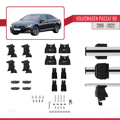 Kompatibel mit Volkswagen Passat B8 (3G) Post-Facelift 2019-2022 ACE-4 Relingträger Dachträger Auto Gepäckträger Grau Aluminium 2 Stangen