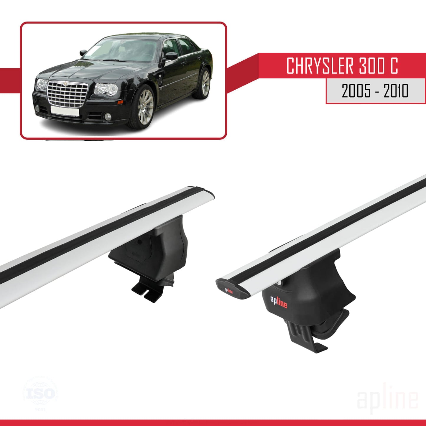 Compatible avec Chrysler 300 C 2005-2010 ACE-4 Barres de Toit Railing Porte-Bagages de Voiture Gris Aluminium 2 Barres