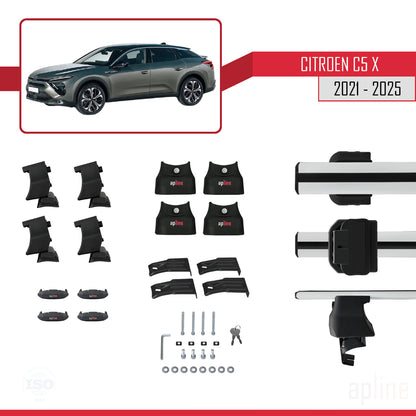 Compatible avec Citroen C5 X (E43) 2021-2025 ACE-4 Barres de Toit Railing Porte-Bagages de Voiture Gris Aluminium 2 Barres