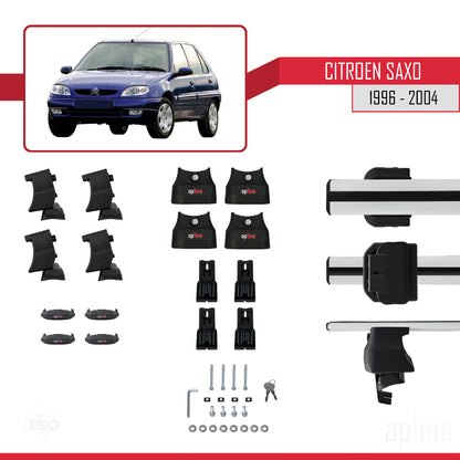 Compatible con Citroen Saxo 1996-2004 ACE-4 Barras de Techo Auto Portaequipajes Barras Transversales Gris Aluminio 2 Barras