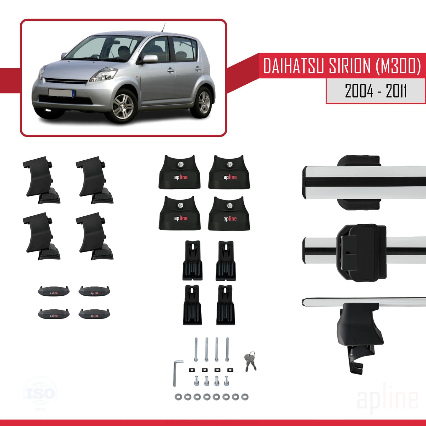 Compatible avec Daihatsu Sirion (M300) 2004-2011 ACE-4 Barres de Toit Railing Porte-Bagages de Voiture Gris Aluminium 2 Barres